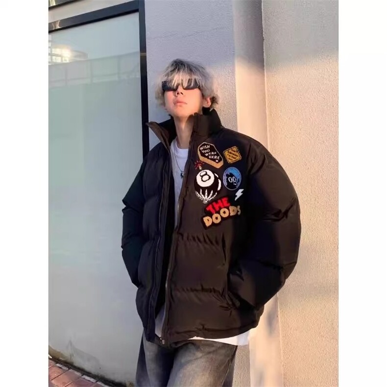1506/QF9080/P82保暖加厚棉服高街棒球服外套男女情侣百搭夹克图片
