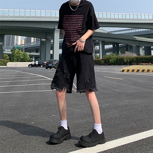 现货 夏季美式复古毛边短裤五分乞丐破洞牛仔裤男 K5808-P35 控58图片