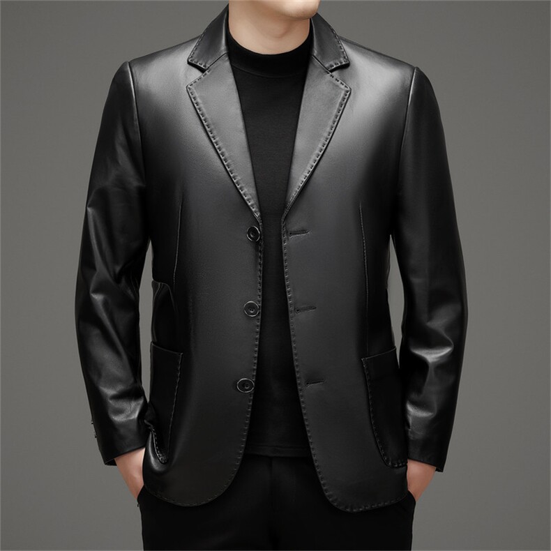 MJ1907秋季新款男士真皮皮衣绵羊皮外套休闲西服商务男装中年通勤，男装西服，电商B360