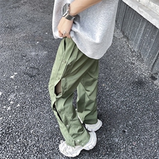 排扣冲锋裤美式机能裤子男小众设计感网格微喇休闲裤潮B8599-p40，男装休闲裤，星座1008
