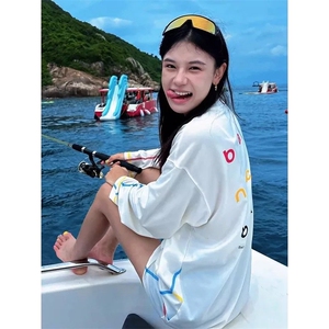 美式高街解构工艺速干长袖T恤衫男女款防晒上衣户外运动骑行服潮图片