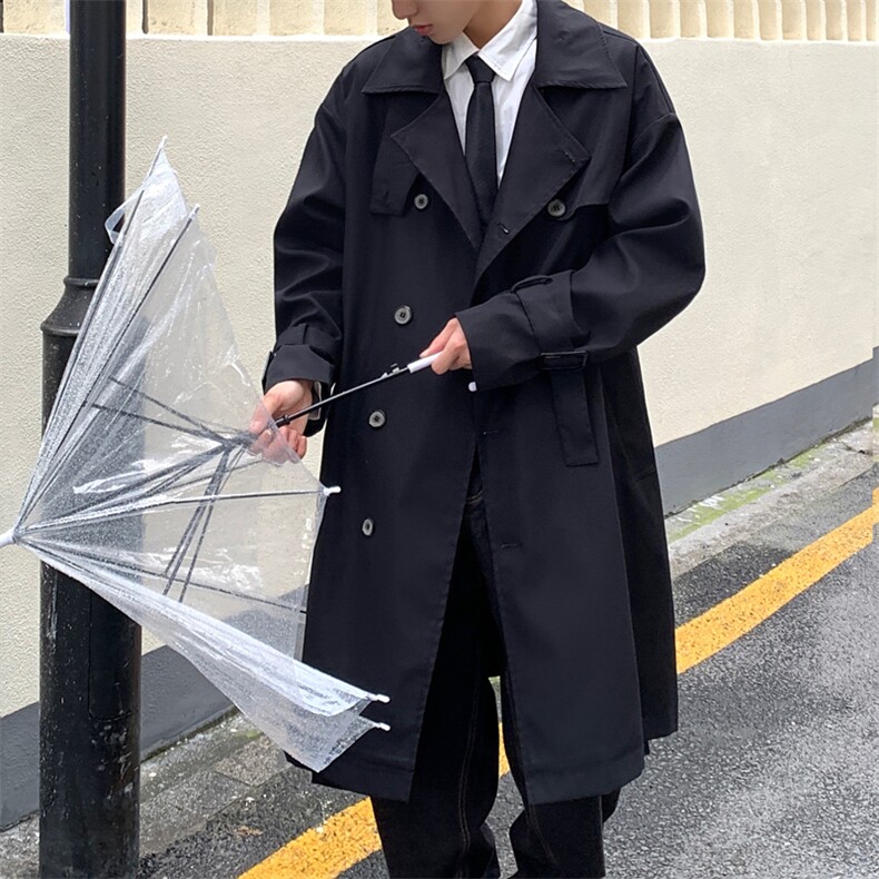 【2025秋冬】韩系风衣宽松潮流复古过膝尼大衣风衣中长外套,男装风衣,星座112A