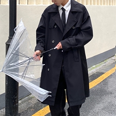 【2025秋冬】韩系风衣宽松潮流复古过膝尼大衣风衣中长外套，男装风衣，星座112A
