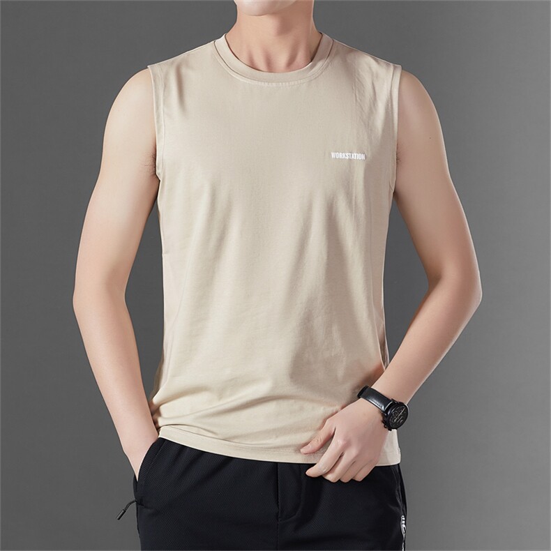 男士背心纯色圆领莫代尔棉无袖坎肩夏季薄款休闲潮流内穿打底汗衫，男装背心/马甲，电商B212（原钱塘6029）