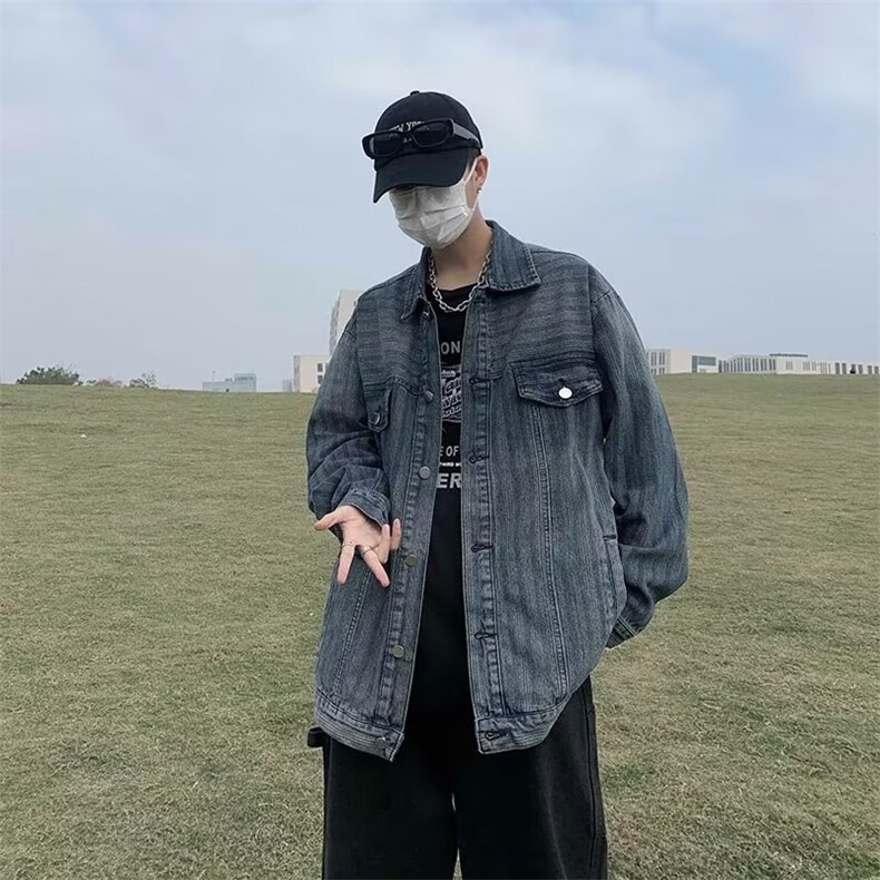 美式潮牌水洗做旧牛仔外套男女秋季复古宽松情侣夹克衫JK029-P68,男装工装外套,星座1008-1