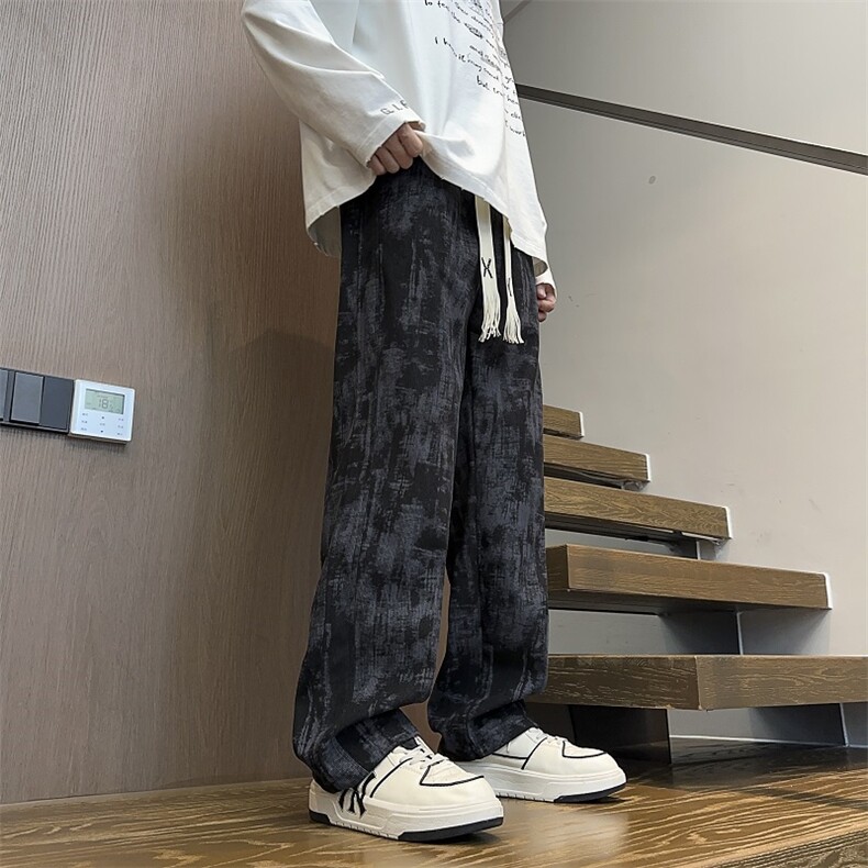 美式扎染直筒休闲裤加绒保暖百搭阔腿裤*CK49*P30加绒35控68,男装棉衣,星座511-1