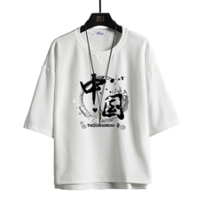 Q11134-P30春夏季七分袖t恤男大码五分袖男短袖中袖网格挂拍，男装T恤，电商A040A