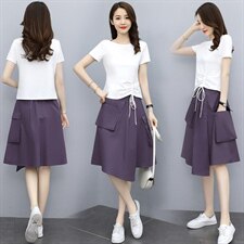 2025年夏季新款女装时尚休闲气质两件套套装，女装套装/套裙，关键词