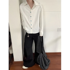 1506/QS4200/P55外贸工厂男装 秋季抗皱免烫纯色长袖衬衫图片