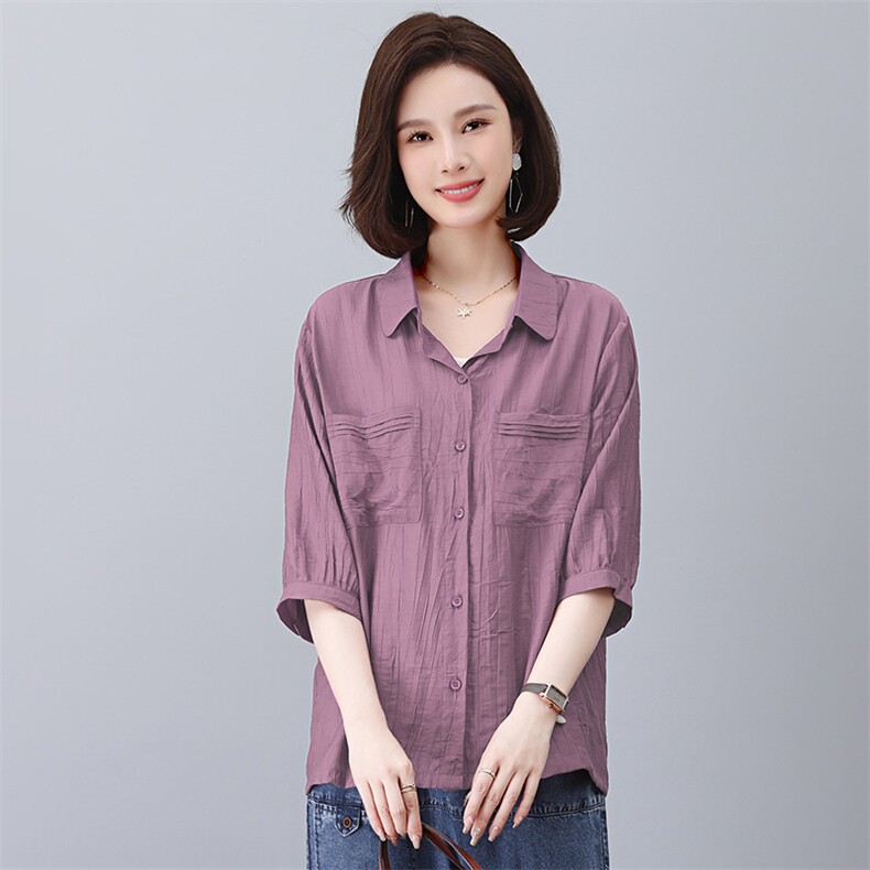 时尚宽松显瘦夏季休闲衬衫女款,女装衬衫,悦见她