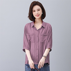 时尚宽松显瘦夏季休闲衬衫女款，女装衬衫，悦见她
