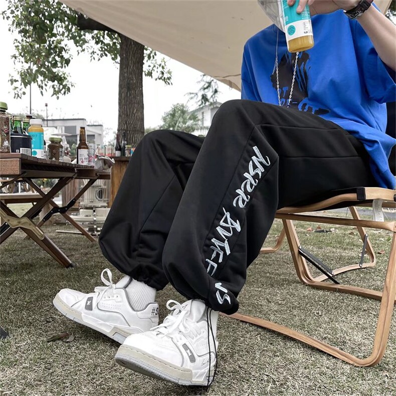 春夏运动休闲裤男直筒垂感ins潮牌港风刺绣M228P30,男装休闲裤,星座1116-2
