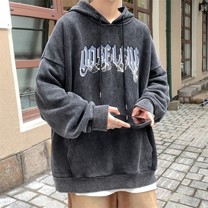 秋装新款水洗复古欧美潮流宽松连帽卫衣A071-W08-P70