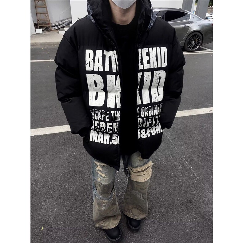 【有货】DW269-P103美式拼接连帽棉服外套冬季高街宽松休闲棉衣,男装棉衣,星座603-2