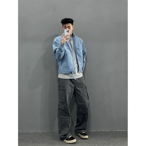 706-1-JK919-P65  特P  秋季男士立领哈灵顿夹克休闲冰川蓝外套图片