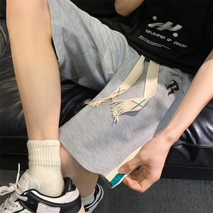 2025夏季新款华夫格沙滩五分裤男女休闲中裤宽松短裤衩 K1070-P26图片