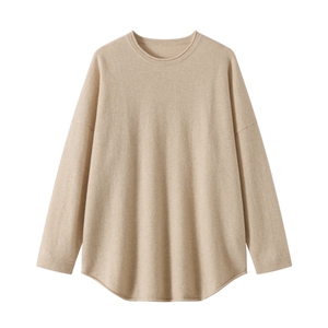 2025年秋季新款百搭女士卷边圆领燕尾衫，女装羊绒衫，品秋羊绒