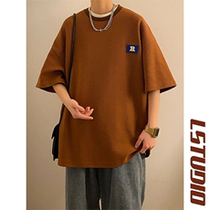 贴标华夫格短袖t恤男夏季潮牌美式cityboy廓形t-JK23223-P25控38，男装T恤，星座605(原A050)