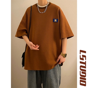 贴标华夫格短袖t恤男夏季潮牌美式cityboy廓形t-JK23223-P25控38图片