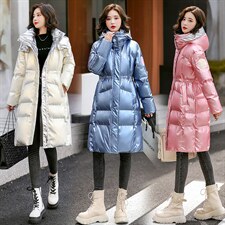 2022年冬季亮面免洗休闲气质纯色加厚大毛领羽绒棉衣，女装棉衣/棉服，艾仟回(原伊仟回)