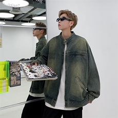 美式复古水洗做旧牛仔外套男女秋季高级感宽松夹克上衣JK064-P68，男装夹克，星座308B-2