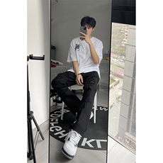 B221美式ins高街小众重工艺假破洞小脚牛仔裤LK23019-P60控78，男装牛仔裤，电商B221