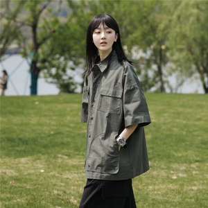 夏季新款衬衫潮流慵懒男方领衬衫 P38图片