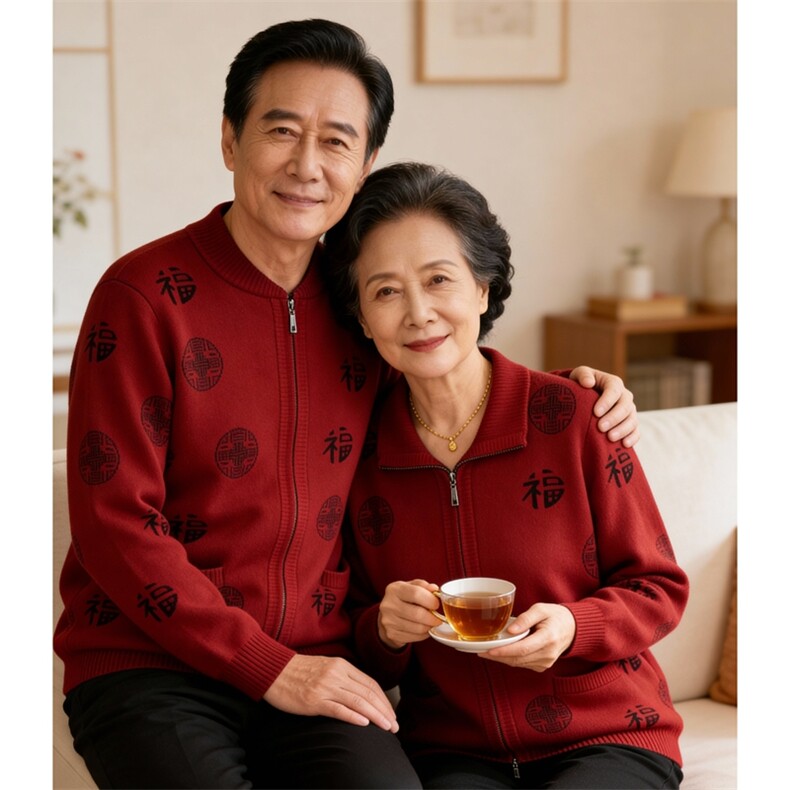 2026年秋季时尚百搭通勤简约休闲拉链福字,女装中老年女装,思涛羊绒