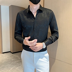 白社会小伙店主风男士秋冬暗花长袖衬衫301A-1/CS510/P55，男装衬衫，星座301A-1