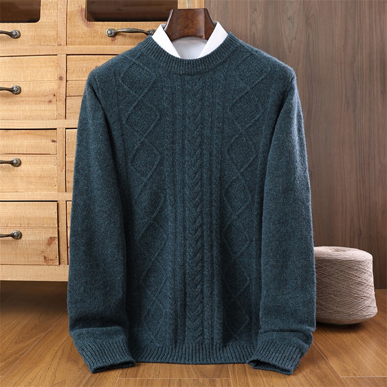秋冬新款男士羊毛衫经典圆领设计时尚百搭保暖舒适，男装羊毛衫，暖钟情羊绒