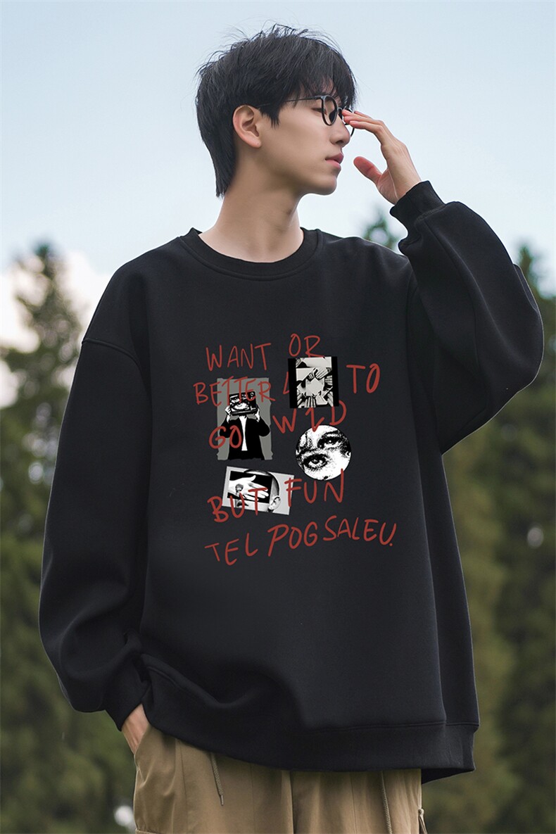 24新款山系个性时尚印花圆领长袖卫衣A247-FW01P30控48,男装卫衣,电商A247