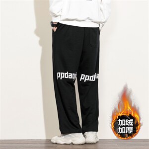 2020冬季新日系白墙大码男字母印花加绒加厚休闲卫裤K20721-P50图片
