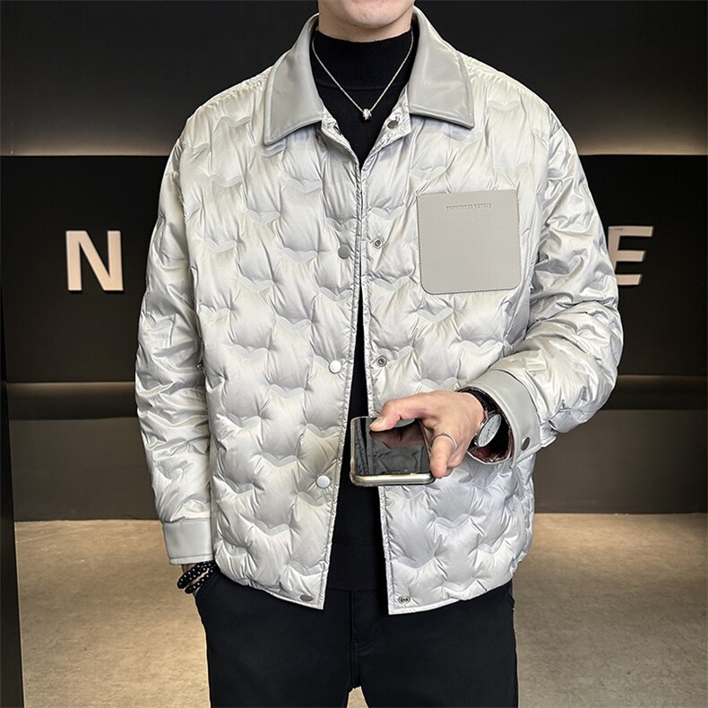 新标90白鸭绒男装羽绒服拼皮高级感外套C317-26762-P285,男装羽绒服,电商C317