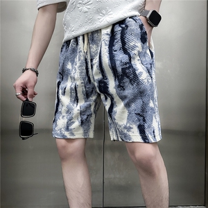 休闲短裤男扎染直筒痞帅高级感五分裤社会小伙301C-DK26-P48控68图片