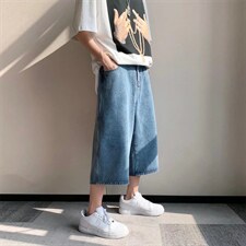 牛仔短裤男夏季潮牌ins宽松直筒工装阔腿裤潮百搭七分裤DK955-P38,男装牛仔裤,星座1008-1