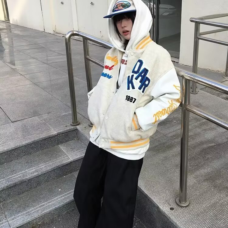 美式复古刺绣字母棒球服女2026春秋季新款潮牌外套夹克上衣时尚,男装夹克,星座715-4