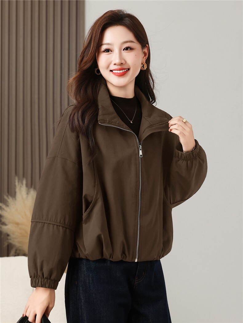 棉衣女休闲简约加棉加厚水洗棉纯色百搭外套,女装棉衣/棉服,曼沙奕珂
