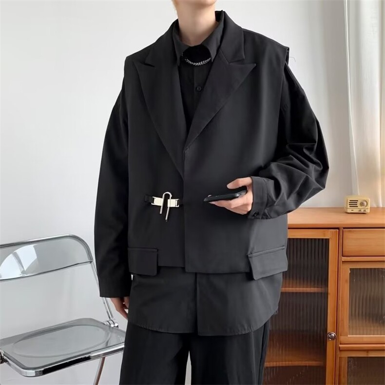 原宿秋季纯色马甲男百搭潮新款宽松型WF19P50,男装背心/马甲,星座1116-2
