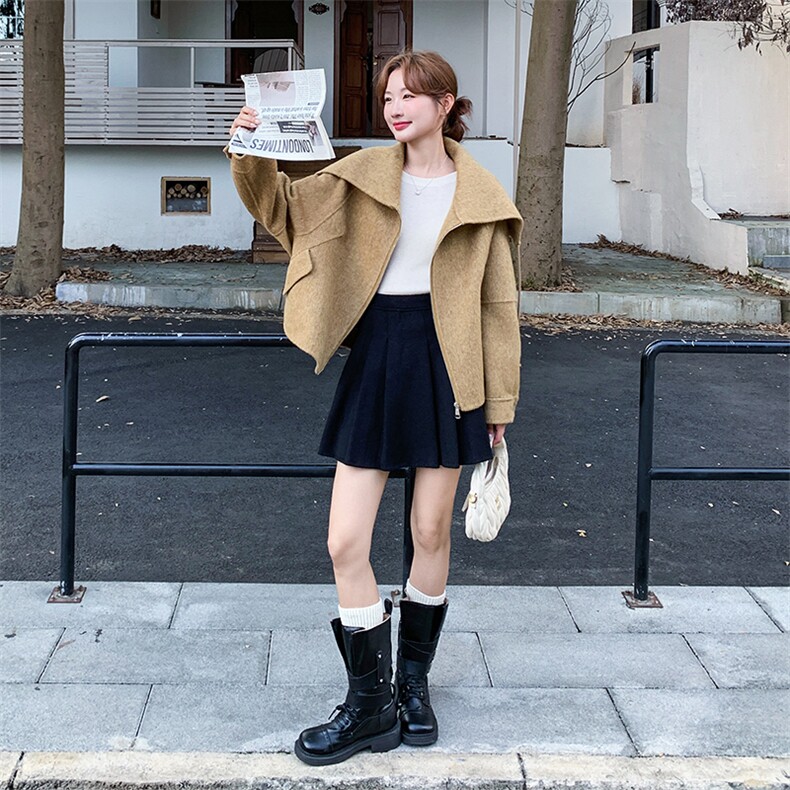 秋冬新品现货韩系海军领双面羊绒羊毛外套2118P245K358,女装羊绒大衣,2C219