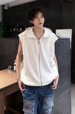 405A美式高阶连帽背心金属拉链设计坎肩T恤T2511-P45控68，男装T恤，星座405A