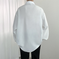 春秋季高级感长袖衬衫男女士韩版宽松潮流垂感免烫纯色百搭衬衫，男装衬衫，星座601-1