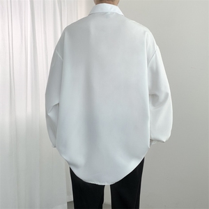 春秋季高级感长袖衬衫男女士韩版宽松潮流垂感免烫纯色百搭衬衫图片