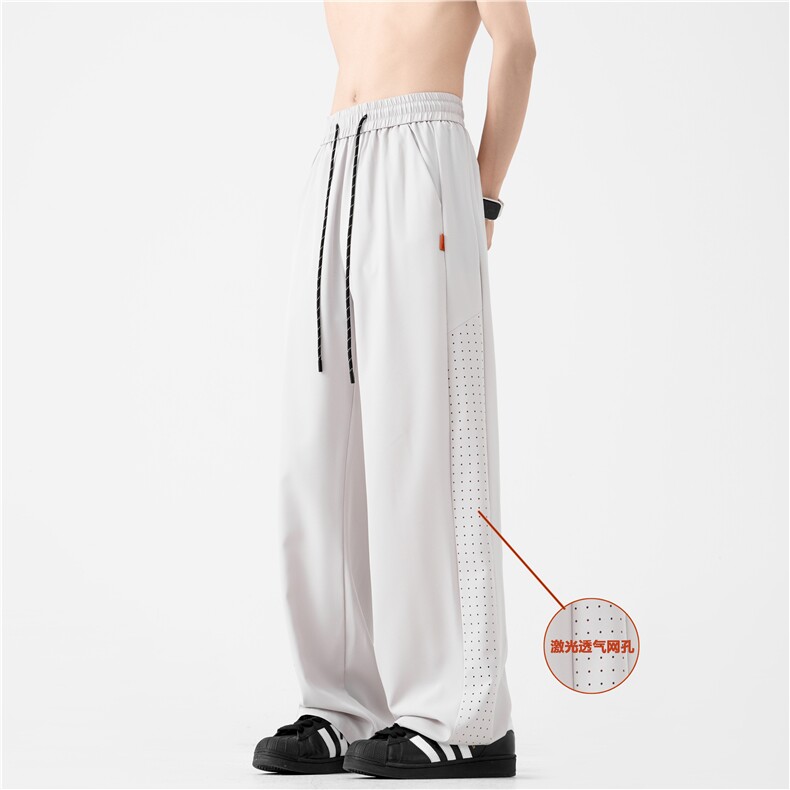 抖音品质夏季新款透气打孔冰丝宽松休闲裤B315-K080-特p35控68,男装休闲裤,电商B315