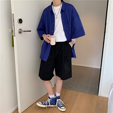 冰丝短袖衬衫男夏季痞帅D325D01特P33，男装衬衫，电商D325