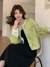2025春季新款重工钉珠刺绣钩花百搭小香风短款女士外套显瘦时尚潮，女装短外套，浙宝208A