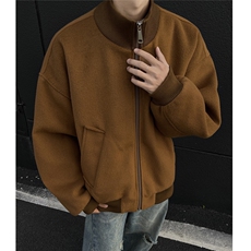 绒毛呢立领飞行服夹克冬季美式夹棉加厚外套高质量棉衣895p115，男装夹克，电商A458A