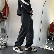 现货）某音重工刺绣弯刀卫裤直筒休闲长裤KK171-P55，男装休闲裤，星座1213