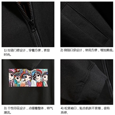 KS21250-P38京剧脸谱风连帽开衫卫衣男运动外套大码班服砖墙，男装卫衣，电商A040A