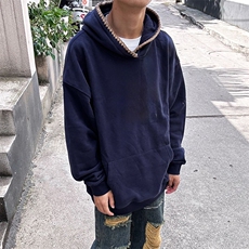 抖音得物高品质二开25秋冬美式重磅宽松纯色连帽贝壳刺绣卫衣W63，男装卫衣，电商A486