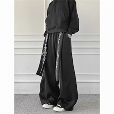 美式高街复古图腾印花设计飘带跳舞休闲裤男女弯刀裤CA8109，男装休闲裤，星座516A